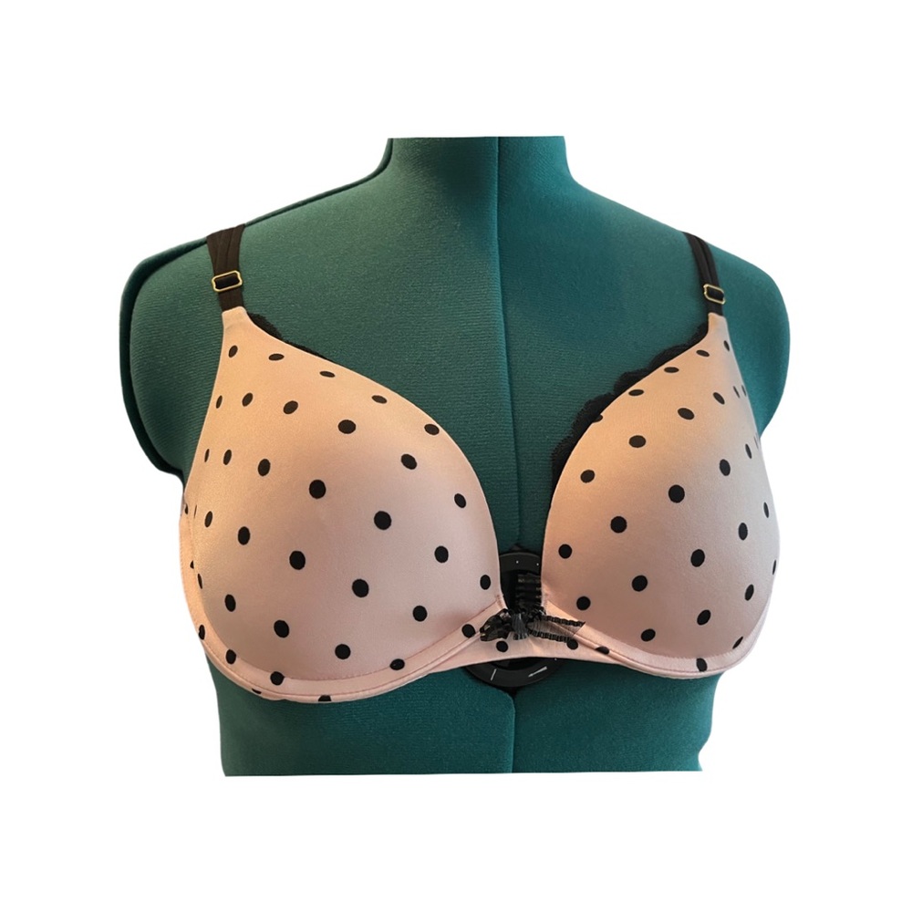 Victoria Secret pink bra with black pjs dots